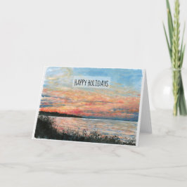 Cartes Pour Fêtes Annuelles Joyeuses vacances Sunset Beach Shoreline