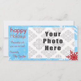 Cartes Pour Fêtes Annuelles Joyeuses vacances thème Blue/Red Snowflake