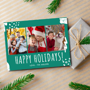 Cartes Pour Fêtes Annuelles Joyeuses vacances Trois photos Noël de famille