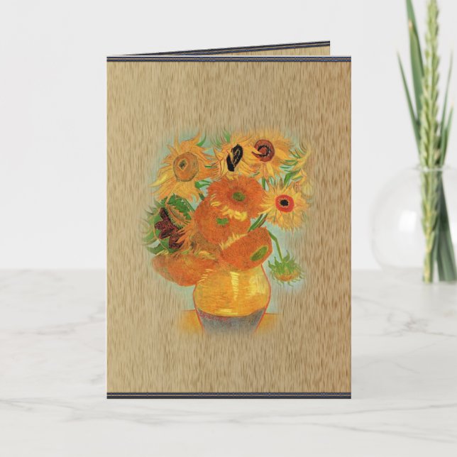 Cartes Pour Fêtes Annuelles Joyeuses vacances Vase avec douze tournesols (Devant)
