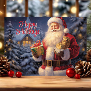 Cartes Pour Fêtes Annuelles Joyeuses vacances Vintage Classic Père Noël avec c