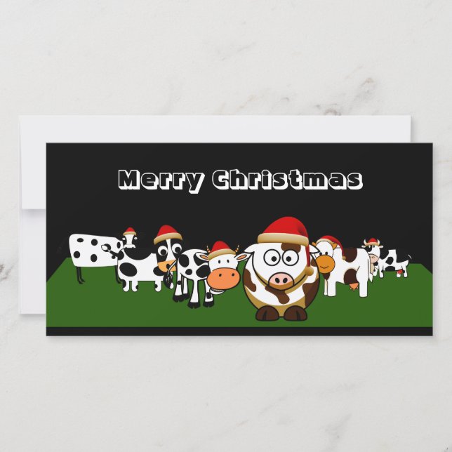 Cartes Pour Fêtes Annuelles Joyeuses vaches de Noël (Devant)