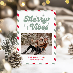 Cartes Pour Fêtes Annuelles Joyeuses Vibes Amusantes Retro Photo Noël