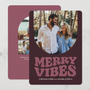 Cartes Pour Fêtes Annuelles Joyeuses vibrations photo rétro Noël à quatre