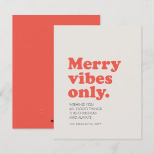Cartes Pour Fêtes Annuelles Joyeuses vibrations uniquement Noël rétro non phot
