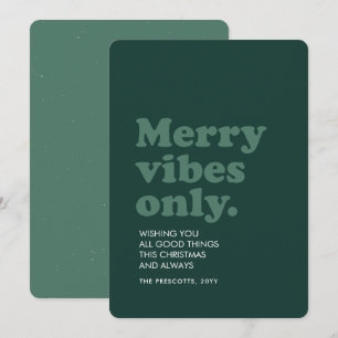 Cartes Pour Fêtes Annuelles Joyeuses vitres seulement rétro vertes Noël