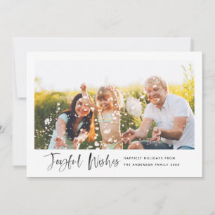 Cartes Pour Fêtes Annuelles Joyeuses Voeux Moderne Script Minimale Photo