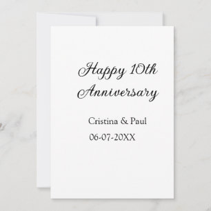 Cartes Pour Fêtes Annuelles Joyeux 10e anniversaire simple nom de mariage mini
