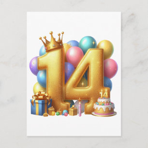 Cartes Pour Fêtes Annuelles Joyeux 14e anniversaire
