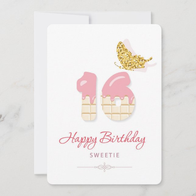 Cartes Pour Fêtes Annuelles Joyeux 16ème anniversaire (Devant)