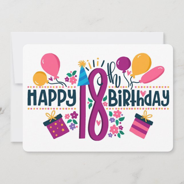 Cartes Pour Fêtes Annuelles Joyeux 18ème anniversaire (Devant)