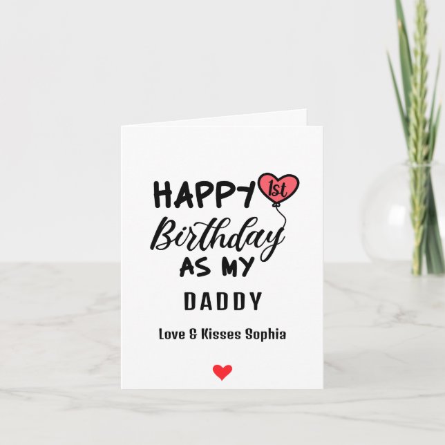 Cartes Pour Fêtes Annuelles Joyeux 1er anniversaire comme mon papa Amour & Bai (Devant)