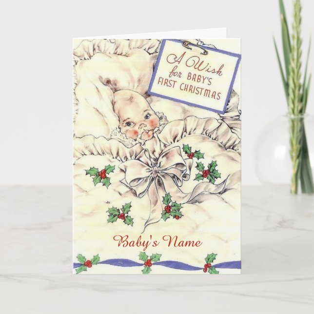 Cartes Pour Fêtes Annuelles Joyeux 1er Noël de bébé mignon (Devant)