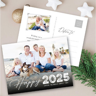 Cartes Pour Fêtes Annuelles Joyeux 2025 Typographie minimaliste Nouvel An Phot