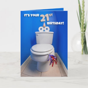 Cartes Pour Fêtes Annuelles Joyeux 21e anniversaire Toilet Potty Humour