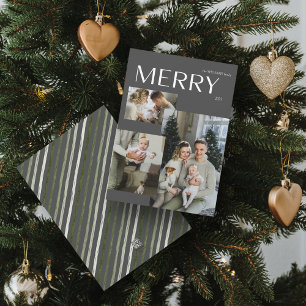 Cartes Pour Fêtes Annuelles Joyeux 3 Photo Collage moderne gris Noël