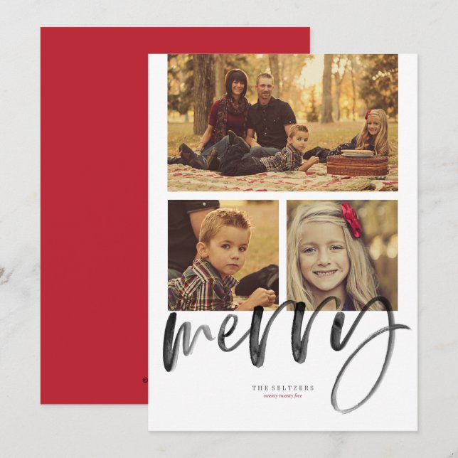 Cartes Pour Fêtes Annuelles Joyeux 3 voeux de vacances photo (Devant / Derrière)