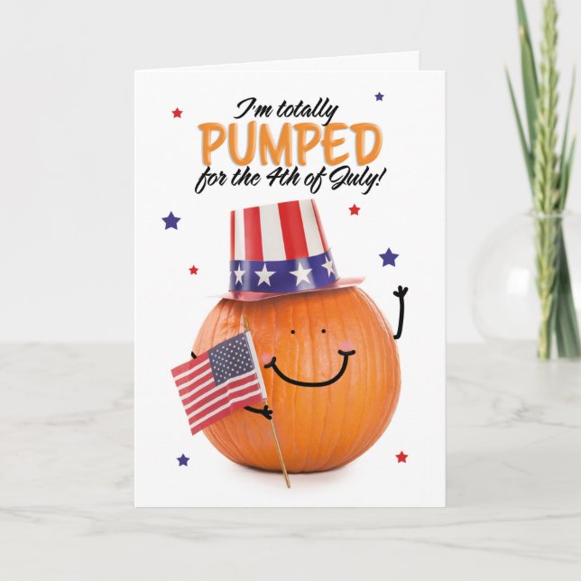 Cartes Pour Fêtes Annuelles Joyeux 4 juillet Citrouille patriotique (Devant)