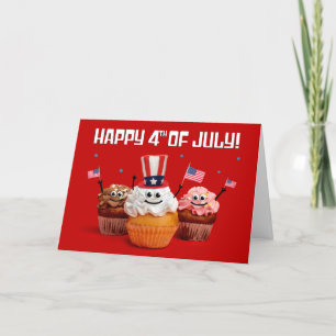 Cartes Pour Fêtes Annuelles Joyeux 4 juillet mignons gâteaux patriotiques