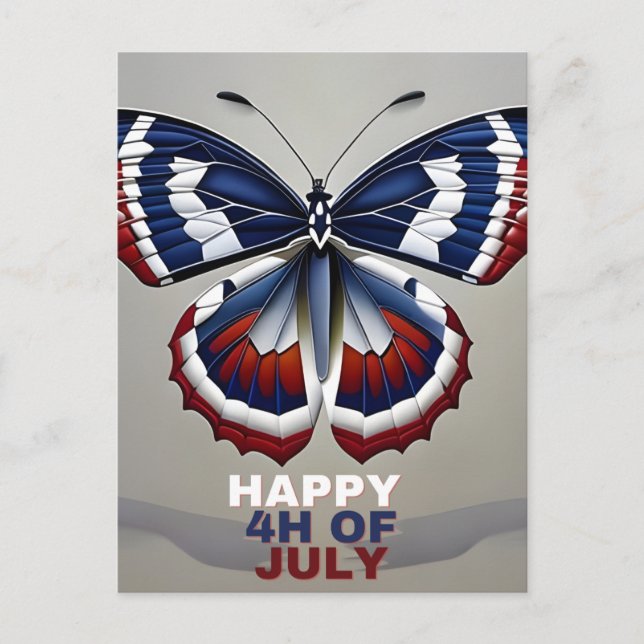 Cartes Pour Fêtes Annuelles Joyeux 4 juillet, Papillon, États-Unis, Vacances, (Devant)