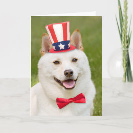 Cartes Pour Fêtes Annuelles Joyeux 4 Juillet Shiba Inu Chien en Casquette