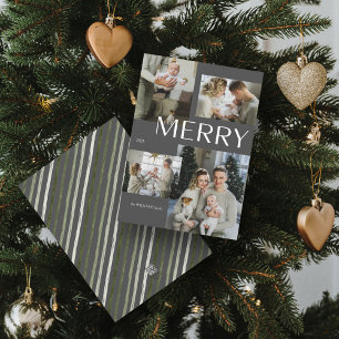Cartes Pour Fêtes Annuelles Joyeux 4 Photo Collage moderne gris Noël