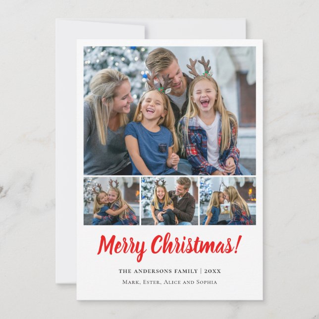 Cartes Pour Fêtes Annuelles Joyeux 4 photos collage Noël (Devant)