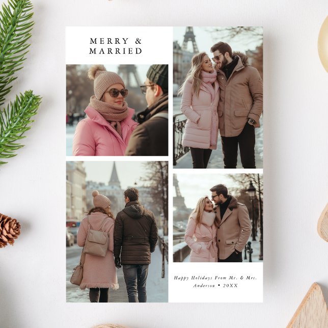 Cartes Pour Fêtes Annuelles Joyeux 4 photos et Noël marié (Créateur téléchargé)