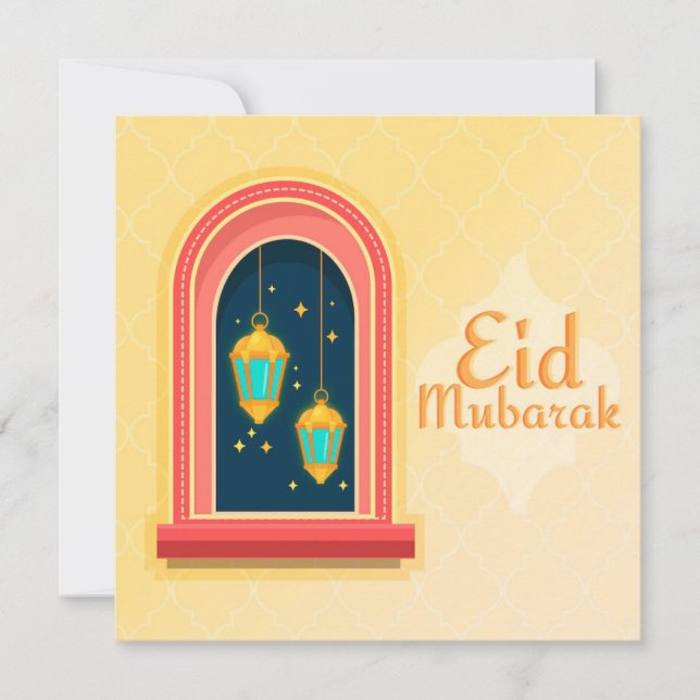 Cartes Pour Fêtes Annuelles Joyeux Aïd Moubarak Golden (Devant)