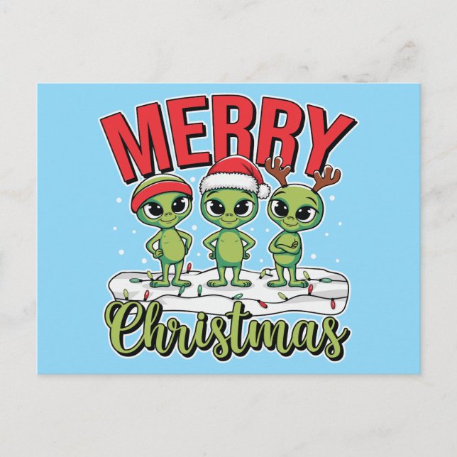Cartes Pour Fêtes Annuelles Joyeux Aliens de Noël (Devant)