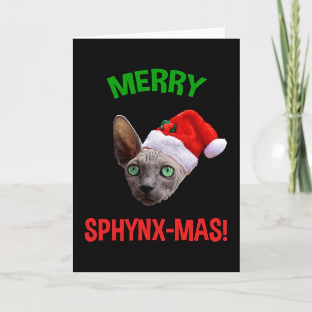 Cartes Pour Fêtes Annuelles Joyeux Amoureux des chats Sphynx-Mas de Noël (Devant)