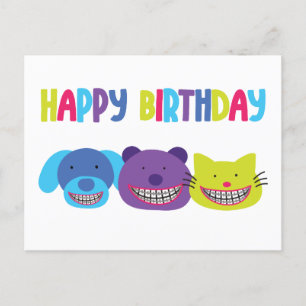 Cartes Pour Fêtes Annuelles Joyeux Animaux d'anniversaire dans les bagues Orth