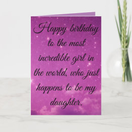 Cartes Pour Fêtes Annuelles Joyeux anniversaire à la fille la plus incroyable