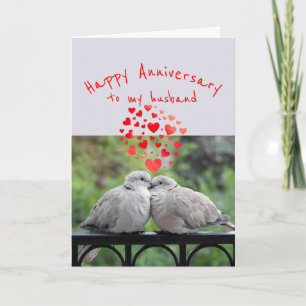 Cartes Pour Fêtes Annuelles Joyeux anniversaire à mon mari Oiseaux romantiques