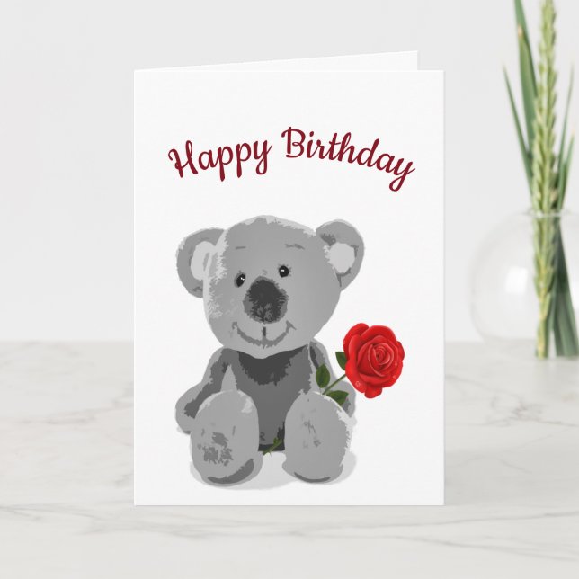 Cartes Pour Fêtes Annuelles Joyeux Anniversaire Aimez-vous mignon Teddy Bear R (Devant)