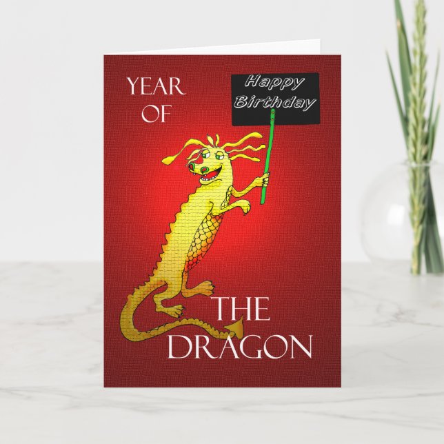 Cartes Pour Fêtes Annuelles Joyeux anniversaire, année chinoise du dragon. (Devant)