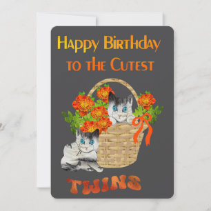 Cartes Pour Fêtes Annuelles Joyeux Anniversaire aux plus mignons Jumeaux
