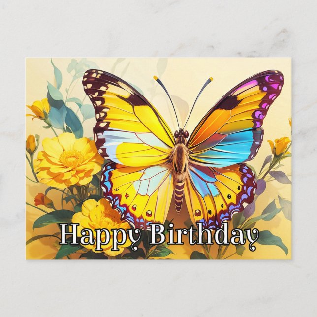 Cartes Pour Fêtes Annuelles Joyeux Anniversaire Beau Printemps Papillon Art (Devant)