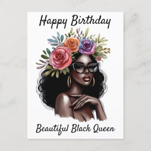 Cartes Pour Fêtes Annuelles Joyeux Anniversaire Belle Reine Noire Melanin Sist