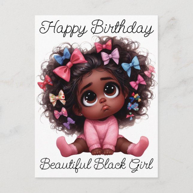 Cartes Pour Fêtes Annuelles Joyeux Anniversaire Belle Reine Noire Melanin Sist (Devant)