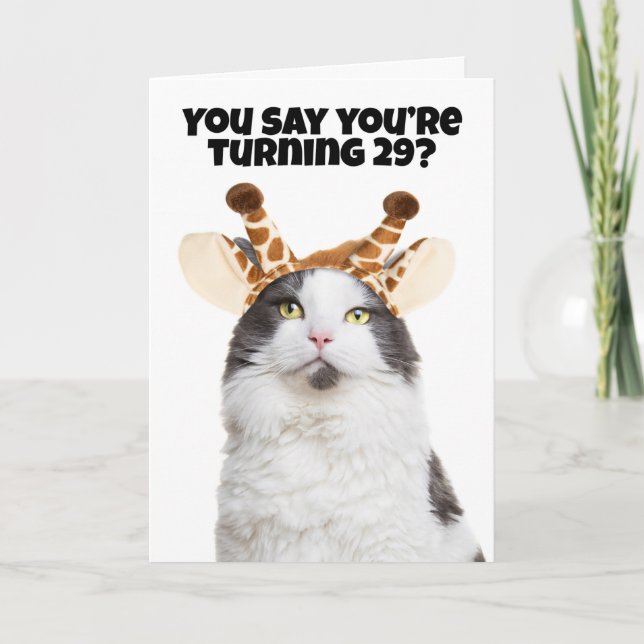 Cartes Pour Fêtes Annuelles Joyeux Anniversaire Chat Giraffe Anniversaire Mens (Devant)