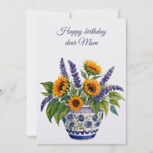 Cartes Pour Fêtes Annuelles Joyeux anniversaire chère maman et bouquet de fleu
