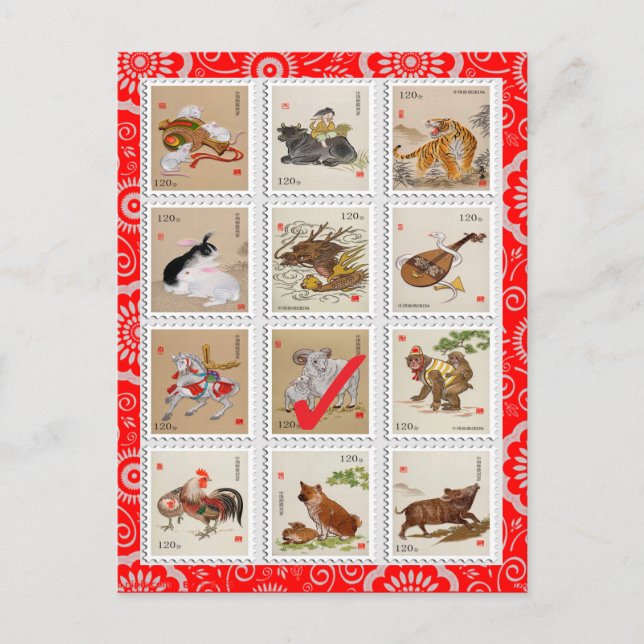 Cartes Pour Fêtes Annuelles Joyeux anniversaire chinois Zodiac Joyeux Bonne an (Devant)