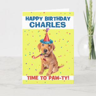 Cartes Pour Fêtes Annuelles Joyeux Anniversaire Chiot Nom personnalisé