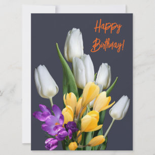 Cartes Pour Fêtes Annuelles Joyeux anniversaire coloré tulip crocus floral