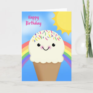 Cartes Pour Fêtes Annuelles Joyeux Anniversaire Cone de crème glacée avec arc-