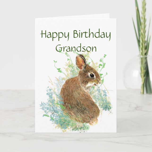 Cartes Pour Fêtes Annuelles Joyeux Anniversaire Cute Bunny Grandson spécial  (Devant)