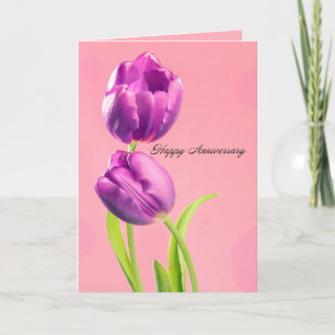 Cartes Pour Fêtes Annuelles Joyeux Anniversaire de belles tulipes violettes su