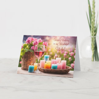Cartes Pour Fêtes Annuelles Joyeux anniversaire de femme avec vin Rose