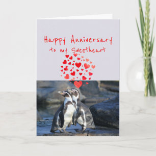 Cartes Pour Fêtes Annuelles Joyeux Anniversaire des Pingouins romantiques 